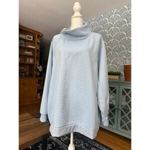 The Sweatshirt Project Sky Blue Ribbed Side Zip High Neck Thermal Sweatshirt